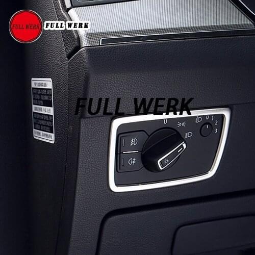 1pc SS Car Headlight Switch Panel Decoration Trim Cover Sequin Sticker Frame Accessories for VW Volkswagen Passat B8 2018
