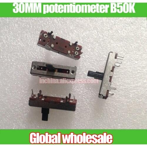5pcs 30mm straight sliding potentiometer B50K / single linkage fader handle length 10MM