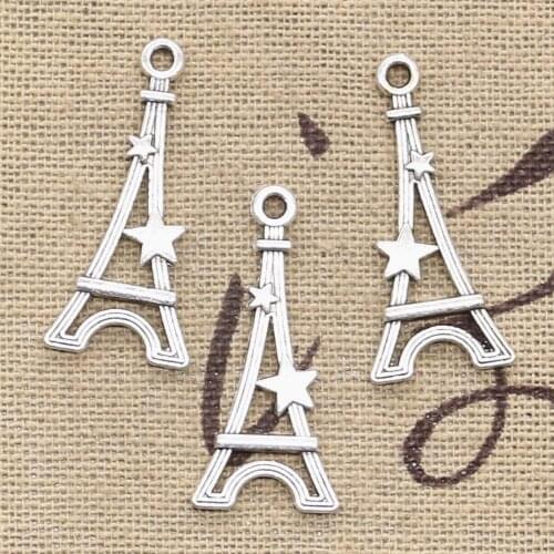 50pcs Charms Paris Eiffel Tower Star 30x13mm Antique Bronze Silver Color Plated Pendants Making DIY Handmade Tibetan Jewelry
