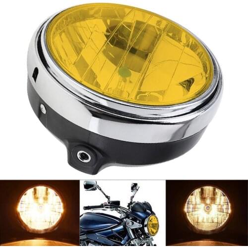 7 Inch 35W Universal Motorcycle Headlight Yellow Crystal Glass Clear Lens Beam Round LED HeadLamp For Honda CB Series Dropship