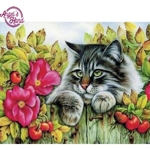 Diamond mosaic full diamond embroidery cat flower diamond cross stitch crystal square diamond sets unfinished decorative