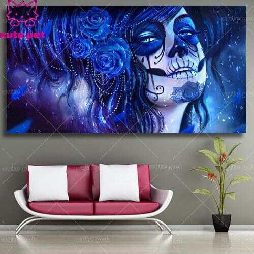 DIY Diamond Painting Halloween makeup woman 5D rhinestone Cross Stitch Diamond Art Embroidery Mosaic Handmade large Decor puzzle