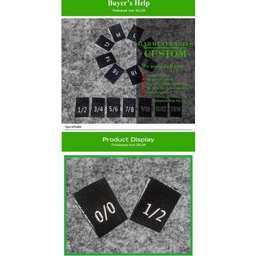 Free Shipping Stock kids garment shirt jacket shoe labels/woven labels/Customized woven Size labels/ number clothing labels