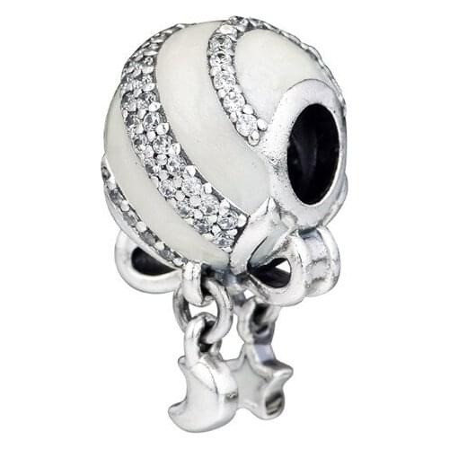 Christmas Exclusive Holiday Charm White & Clear CZ Beads For Jewelry Making 925 sterling silver Fashion DIY Woman Jewelry Making