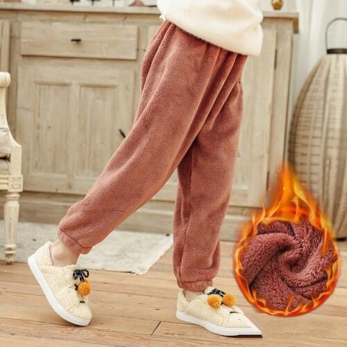 2-16 Years Children Winter Warm Cashmere Fur Pants Kids Home Casual Baby Girl Boy Thick Velvet Trousers Flannel Leggings