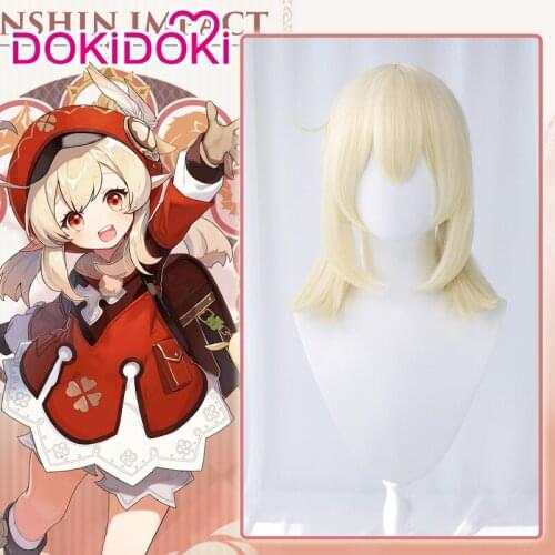 DokiDoki-Cosplay de Genshin Impact, Cosplay de Halloween, Klee, peluca Genshin Impact Klee, pelo de Cosplay