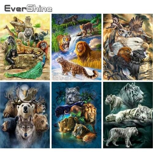 EverShine Diamond Painting Full Square Animals Cross Stitch Diamond Embroidery Sale Tiger Rhinestones Art Wall Decoration