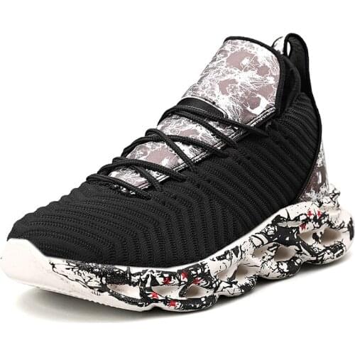 Graffiti Men Running Shoes New Fly Weaving Walking Sneakers Hollow Out Male Basket Trainers Big Sole Dad Chunky Footwear Light