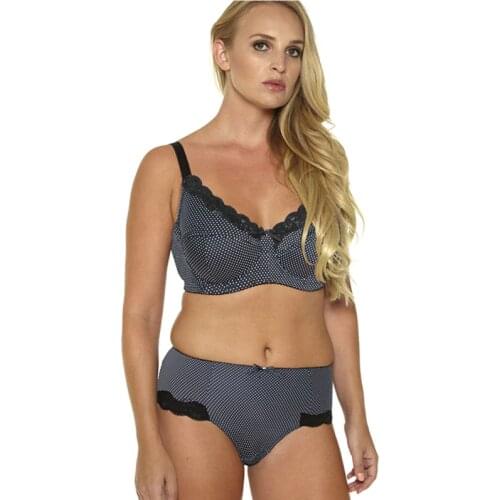 New Womens Full Cup Bra Set Push Up Sexy Lace Bra Cotton Briefs Sets Underwear Minimizer Bra Unlined Big Size 36D-46G