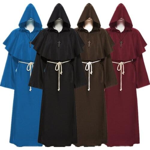 Halloween cosplay costume new medieval monk costume monk robe wizard costume priest christian costume