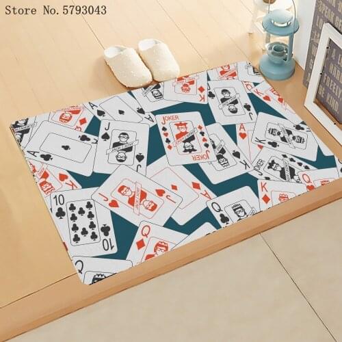 3D Print Poker Doormat Younger Entertainment Carpet Home Textile Doormat Entrance Anti-Slip Mat For Living Room Door Mat Decor
