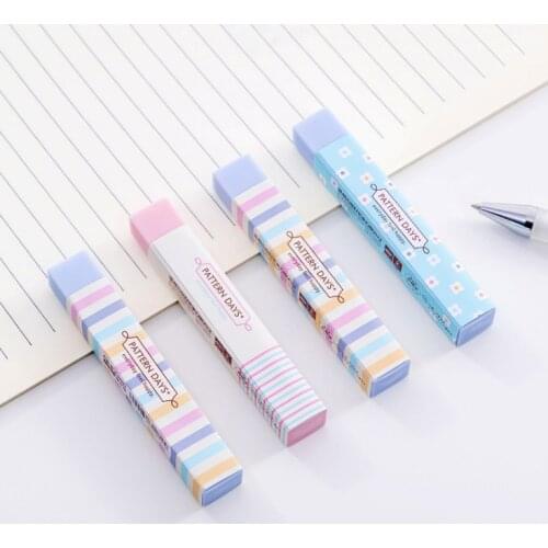 Rectangle Pencil Eraser Cute Candy Color Striped Soft Erasers Kids Rubber Toy Kawaii Creative Stationery School Office Supply
