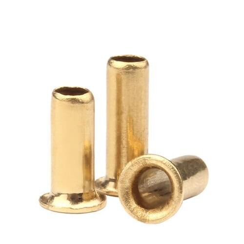 100pcs M0.9 M0.95 M1 brass rivet Copper hollow brassiness chicken cuprum cap nail Through hole rivets 2mm-3mm Length