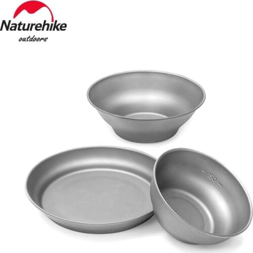 Naturehike Loafers Titanium Dish Bowl Plate Outdoor Picnic Barbecue Tableware Pure Titanium Portable Picnic Equipment