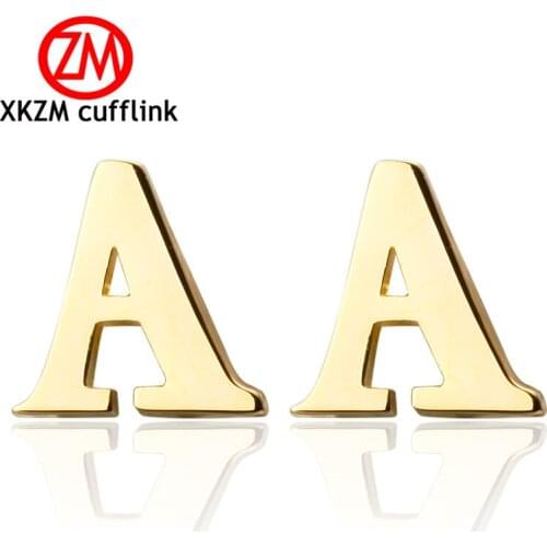 Wholesale Mens Cuff Links golden letter A Cuff Link CUSTOM Cufflinks Men Accessories men cufflinks high quality button