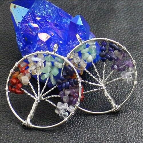5cm Natural Crystal Chakra Quartz Stone Tree of Life Pendant Wicca Handmade Used In Jewelry Making DIY New Necklace Accessories