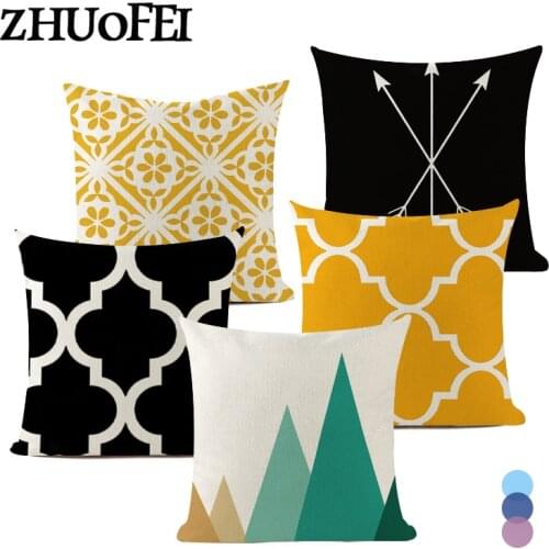 Custom Throw Pillow Covers Nordic Decoration Home High Quality Geometric Cushion Cover Linen Plaid Pillow Case For Pillows C0025