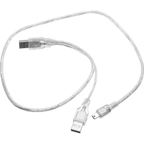 New Arrival Best Price Durable Dual USB 2.0 A Male to Mini USB B 5 Pin Male Data Cable For 2.5 HDD Hard Drive