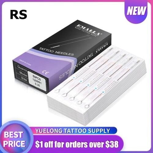 EMALLA 50Pcs Disposable Sterilized round liner Tattoo Needles Medical For Tattoo Machines Gun Liner Shader 3/5/7/9/11/14RL