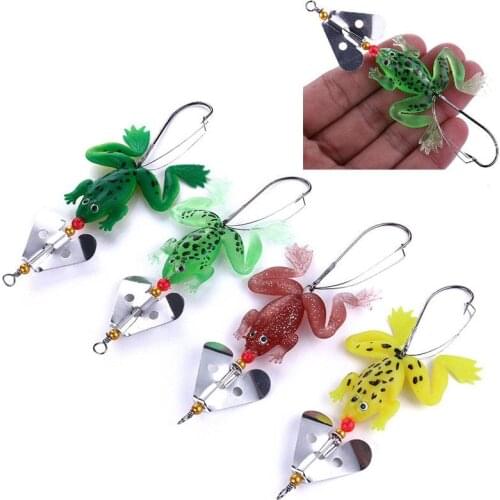 Frog Fishing Lure Rubber Soft Bait 4 Colors Worm Plastic Fish with Hook Artificial Bait Fishing Tackle