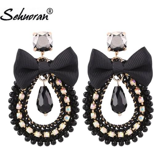 Sehuoran Oorbellen Drop Earrings Fashion Dangle Rhinestone Crystal Big Earrings Brinco Colors Charm Fashion Jewelry Pendient Ear