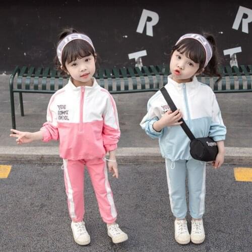 Girls Spring Sports Suit Boys Girls Fashion Colour Blocking Sports Clothes Sets Spring Autumn New Baby Girl Clothes 5 Year old
