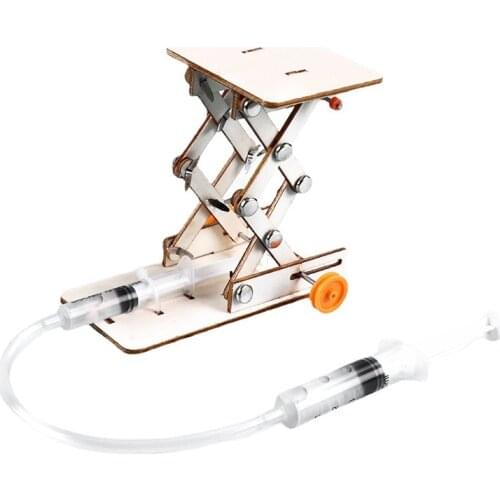 DIY technology small production hydraulic lift model students manually invented puzzle assembly materials