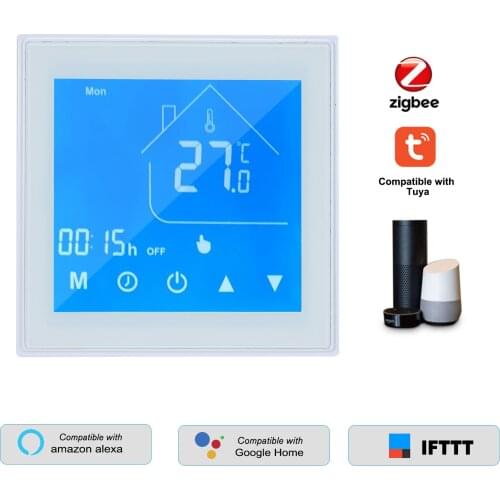 Tuya Zigbee Smart Thermostat Temperature Controller LCD Display Week Programmable for Water Heating Tuya APP Control with Alexa