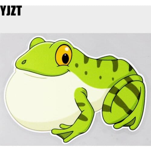 YJZT 15.1CM×11.8CM Cartoon Green Frog Crowing Car Sticker PVC Decal 11C-0249