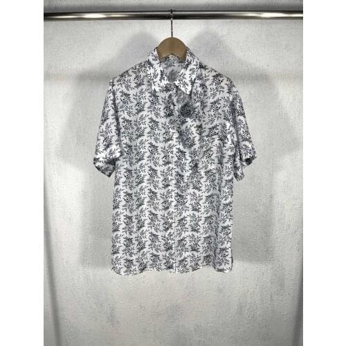 New women fashion 2021 lotus leaf pleated loose casual short-sleeved floral shirt 0326