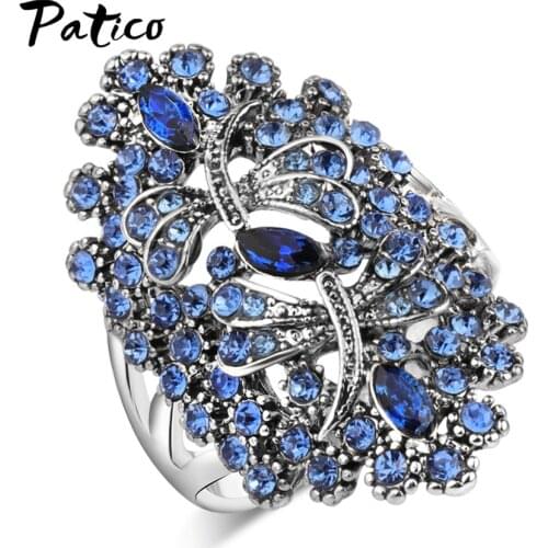 Creative Dragonfly Rings For Wedding Unique Charming 925 Sterling Silver Women Rings Blue AAA Zircon Jewelry Size 7-10