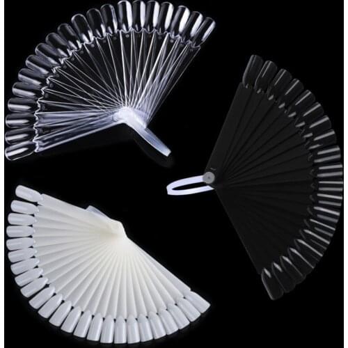 1Set Nail Art Display False Tips Round Full Cover Display Practice Tools Fake Nails Manicure Acrylic UV Gel Polish Nail Art Tool