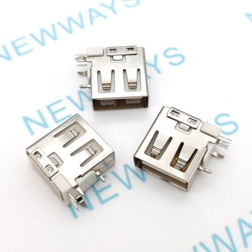 10Pcs Side Plug Dip 90 Degree A Type Crimping Usb Socket Famale Connector