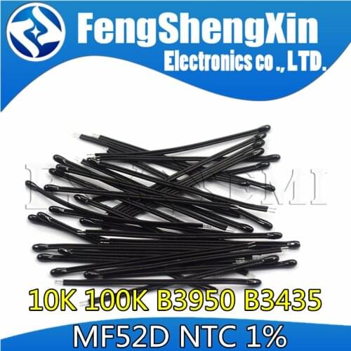 10pcs NTC MF52D 10K 100K 3435 Probe strap wire B3435 B3950 1% Enameled wire Temperature control sensor