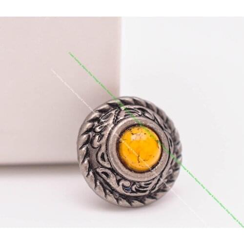 10Pcs 12mm Retro Silver Floral Rope Side Leathercraft Belt Accessories Western Saddle Bridle Yellow Turquoise Concho Screwback