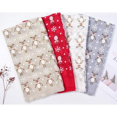 2018 New Fashion Elk Print Scarves Shawls Wrap Deer Print Christmas Scarf Hijab Muffler 4 Color Wholesale Free Shipping