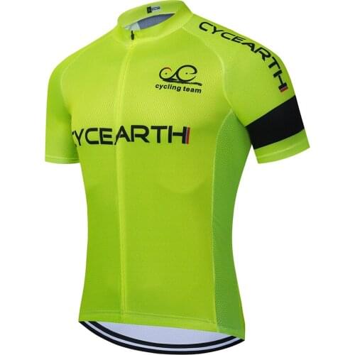 2021 New Team Summer Bike Shirt Mens Cycling Jersey CYCEARTH Short Sleeve Sportswear Maillot Ciclismo MTB Breathable Clothing
