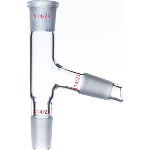 14/23 3-Way Glass adapter,75 Degree Bent,Distillation Head,Lab Glassware