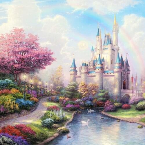 5D diamond painting rainbow city landscape painting bedroom living room posted drill cross stitch full diamond embroidery