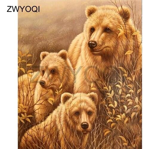 5DDIY Diamond painting Bear animal Full Square Diamond embroidery Cross stitch Bear animal Full Round Diamond mosaic Bear animal