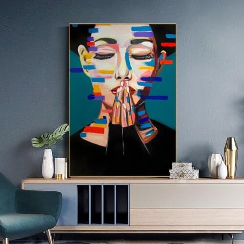 Abstract Girl Oil Paintings Print on Canvas Nordic Style Griffiti Art Posters and Prints Wall Art Pictures Home Cuadros Pictures