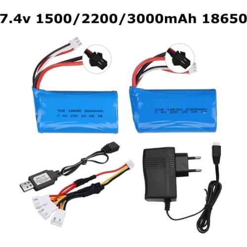 7.4V 1500mAh/2500mah/3000mah 18650 Battery for WPL MN99S D90 U12A S033g Q1 H101 SM 7.4V Battery Rc Boats Cars Tanks Drones Parts