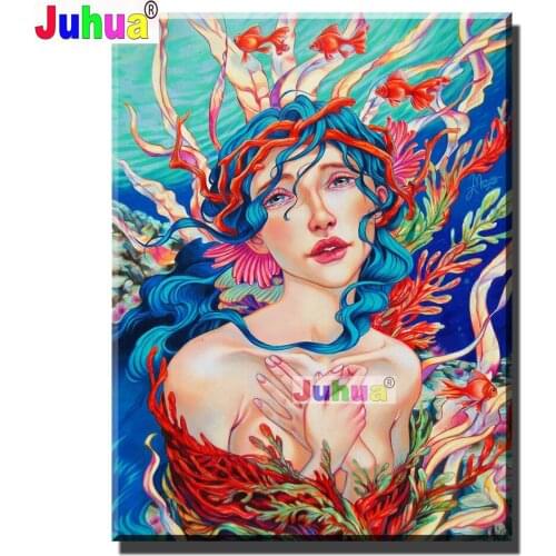 DIY Diamond Embroidery"Sea Fish Girl"Cross Stitch 5d Diamond Painting Full Square Fantasy Woman Handicraft Art Hobby Home Decor