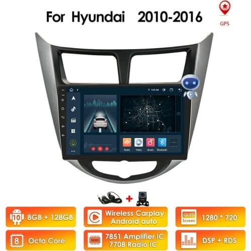 8"10"For Hyundai Solaris Verna 2010-2016 Car Radio Multimedia Video Player Navigation GPS Android 10 Car Stereo DAB+ TPMS DVR