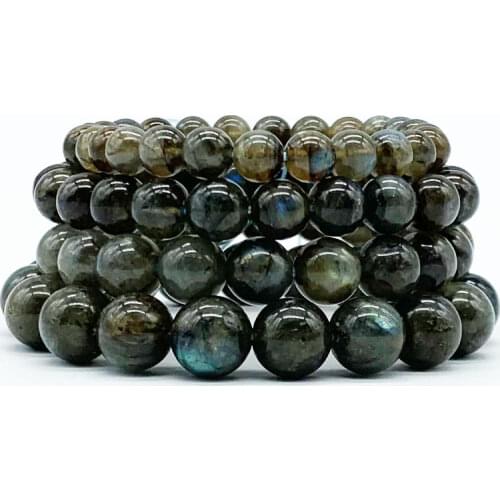 Labradorite Bead Men Bracelet For Girl Women Nature 6 mm 8 MM 10MM Gray Moonstone Not Glass Good Quality Strong Blue Shine