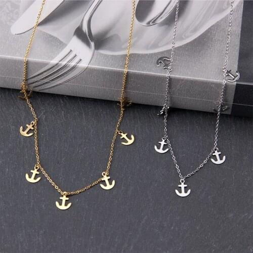 New Stainless Steel Tassels Non-fading Necklace for Women Neck Chains Choker Jewellery Womens gold silver color anchor necklack