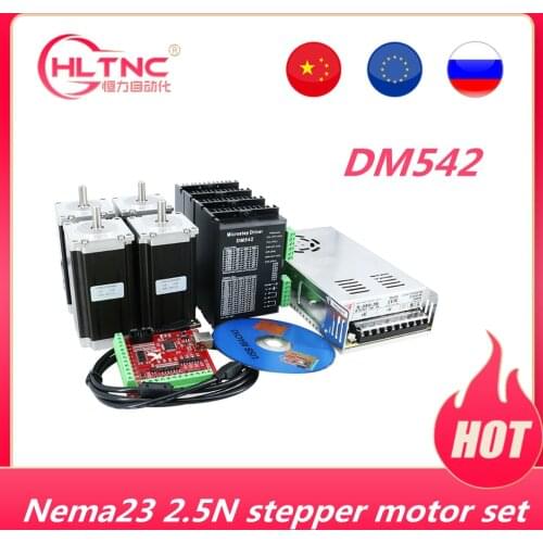 CNC Router electronic kit 4pcs DM542 driver+ 4pcs NEMA23 57hs100 2.5nm 354 ozin DC motor+350W36V power supply+4axis mach3 card