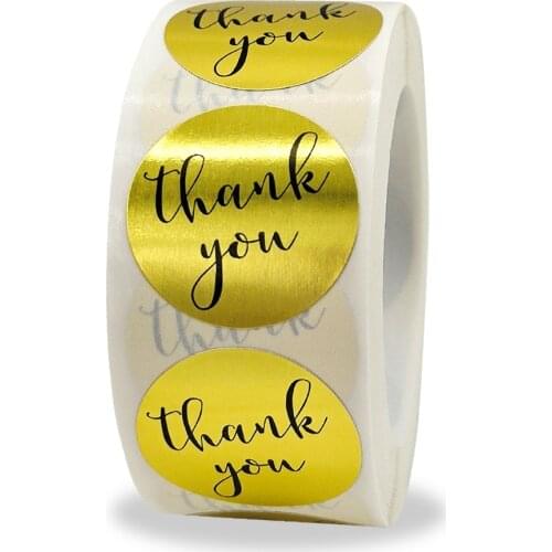 2021 1 inch 500 pieces /roll, thank you golden hand-made sealing label, baking gift card, party, gift wrapping sticker