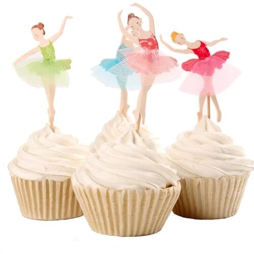 Graceful Ballerina Cupcake Topper Dancer Cake Topper Cake Accessory Girl Birthday Party Supplies 120pcs/lot DEC066