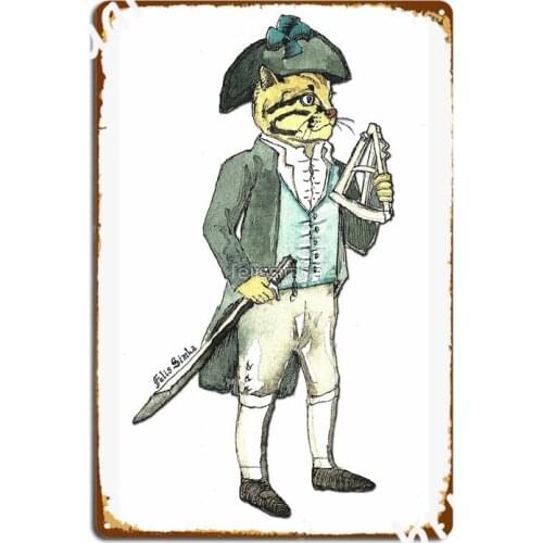Captain Cat With A Sextant Metal Signs Cinema Living Room Club Bar Custom Garage Decoration Tin sign Posters